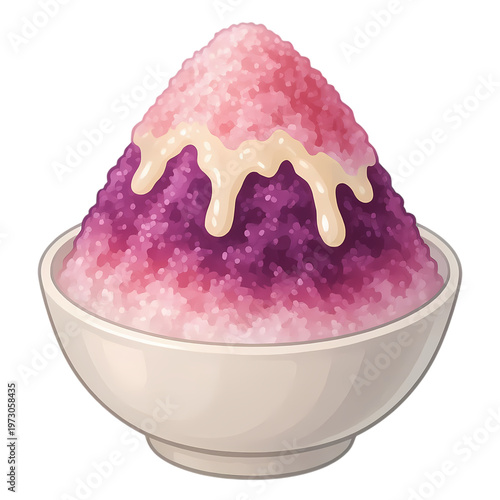 Japanese Purple Ube Shaved Ice with Milky Drizzle isolated transparent background