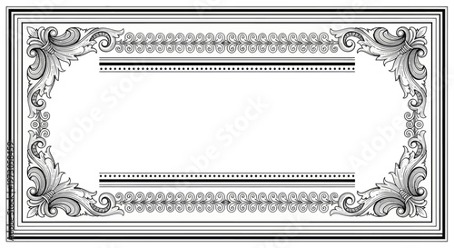 Ornate frame with scrollwork, leaf motifs, and decorative bands