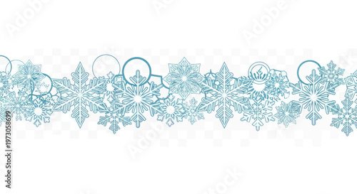 A border of icy blue snowflakes and circles on a checkered background