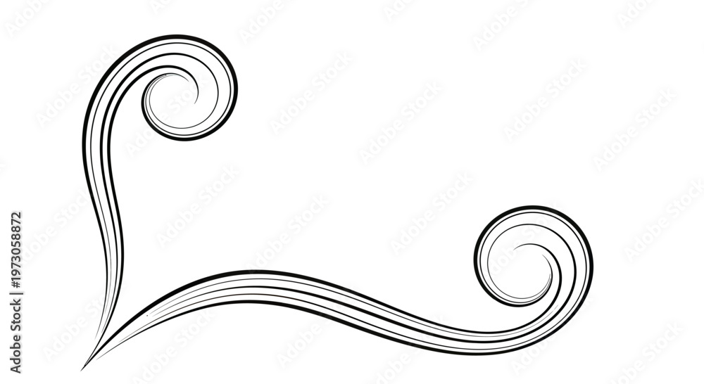 Fototapeta premium Elegant black swirls and swooshes form a dynamic graphic design element