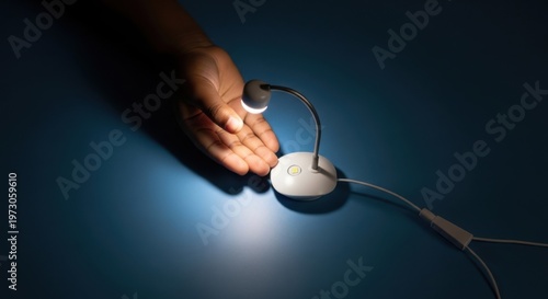 Small Lighted Hand Cupping Warm Glow Over Usb Lamp