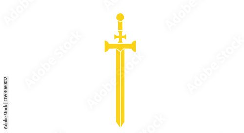 Golden Medieval Sword Icon, Symbol of Power, Victory, and History