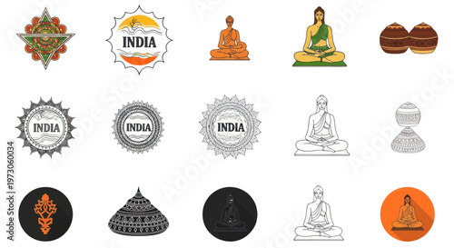 India Culture Symbols: Buddha, Mandalas, Landmarks, and Traditional Art