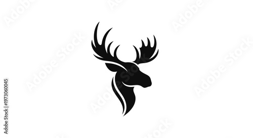 Minimalist Moose Head Silhouette Logo Design