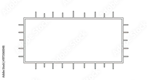 Fotografi Rectangular outline with perpendicular lines extending outward