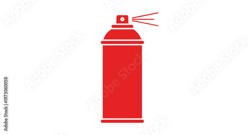 Red Spray Paint Can Icon with Mist Spraying Out, Isolated on White Background