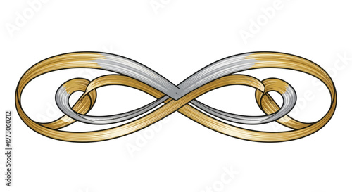 Intertwined golden and silver ribbons forming an infinity symbol