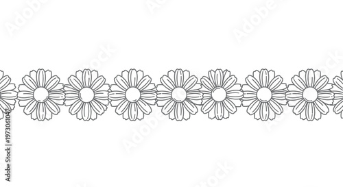 A border of simple, outlined daisies repeats horizontally