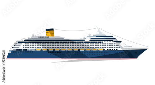 Modern cruise ship sailing on the ocean.