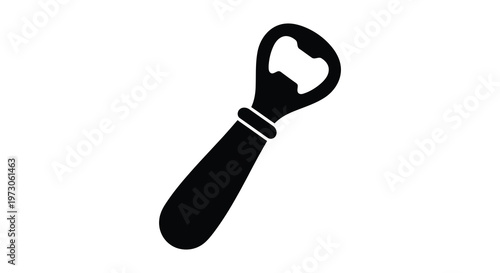 Black bottle opener depicted in a stark simple outline silhouette