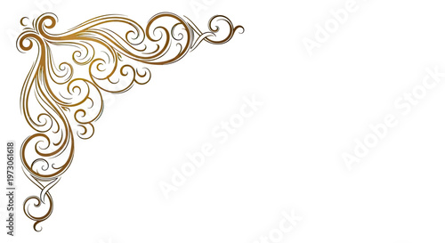 Ornate corner flourish with swirling lines in gold and brown hues