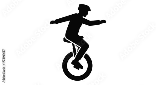 A person riding a unicycle depicted in a striking black silhouette