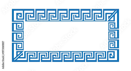 Blue Greek key border with diagonal accents