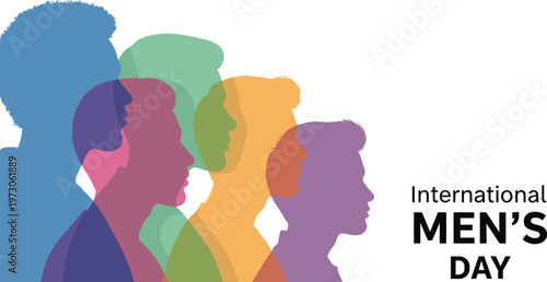 Colorful Silhouettes of Men's Faces for International Men's Day international mens day mens day