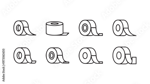 Rolls of Tape Icons Set Adhesive Bandage Tape Medical Tape Office Supplies Vector Illustration