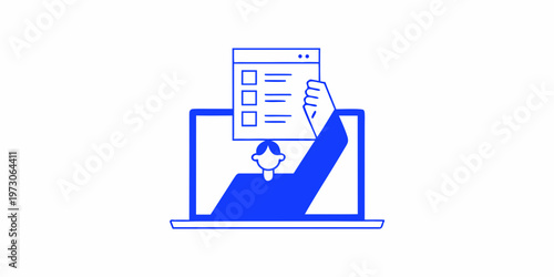 Digital checklist appears from laptop screen held by a hand