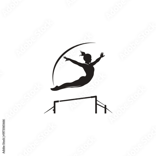 Silhouette of gymnast performing rhythmic routine.