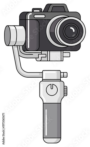 Camera stabilizer gimbal icon in flat vector style with clean modern minimal design