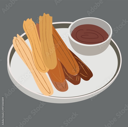 crispy churros dusted with cinnamon sugar, 
