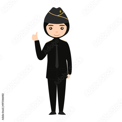 Indonesian Female Civil Servant Thumbs Up Approval Gesture PDL