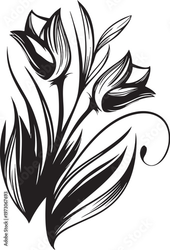 チューリップのトライバル風イラストアート