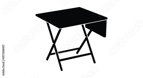 Black folding table graphic simple design isolated on white background silhouette