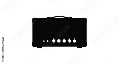 Black guitar amplifier depicted as a striking solid black silhouette