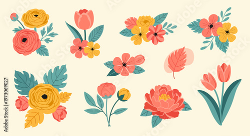 Beautiful floral arrangements for mother's day celebration, perfect template for invitations and cards