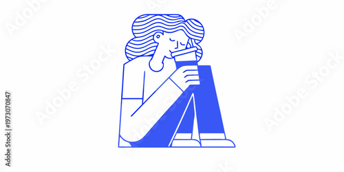 Woman curled up with a warm drink a moment of quiet contemplation