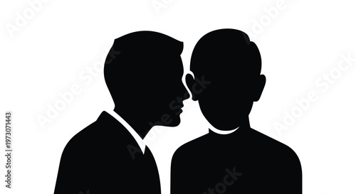 Two figures in silhouette appearing to converse in a close setting