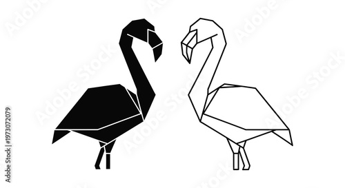 Geometric flamingos in contrasting shades a striking graphic silhouette high quality