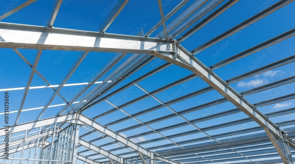 Fototapeta premium Metal structure under blue sky.