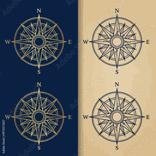 compass rose navigation directional signs.