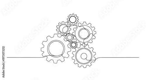 Abstract interlocking gears forming a mechanical connection
