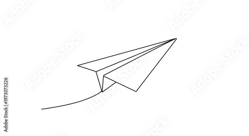 Minimalist line art of a paper airplane in flight