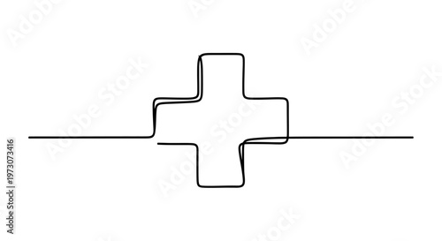 Minimalist plus sign formed by a single continuous black line