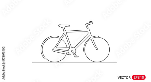 Simple line art of a bicycle with wheels, frame, handlebars, and seat