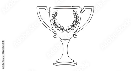 A trophy with handles and a laurel wreath on a pedestal