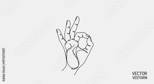 Minimalist line art depicts an okay hand gesture against a plain background