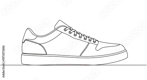 Minimalist line drawing of a low-top sneaker on a white background