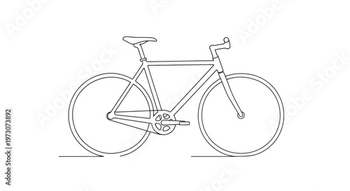 Minimalist outline drawing of a bicycle on a white background