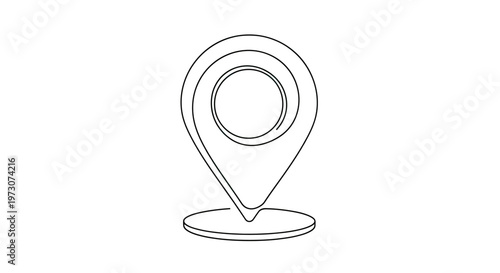 Minimalist line art of a location pin with a circular center and base