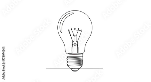 Simple line drawing of an incandescent light bulb on a white background