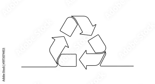 A minimalist outline of the universal recycling symbol formed by three arrows