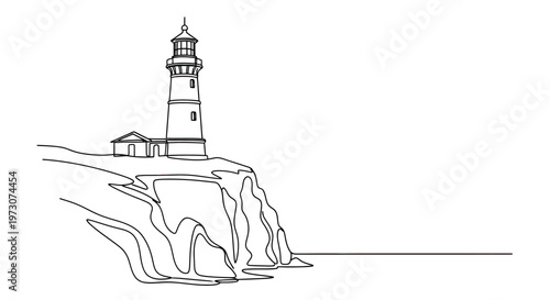 A lighthouse stands tall on a rugged cliff overlooking the sea