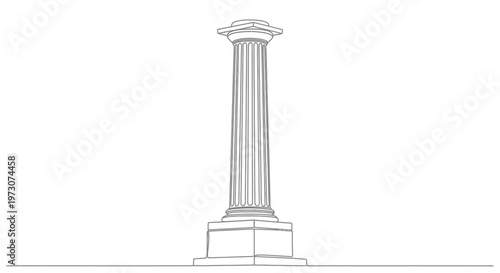 Bild auf Leinwand Minimalist line art depicts a classical Doric column on a stepped base