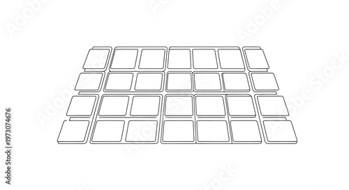 An abstract grid of rounded squares arranged in rows and columns