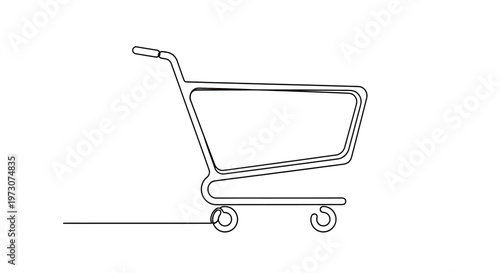 Abstract shopping cart outline on a white background