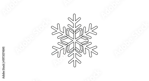 Stylized black outline of a six-pointed snowflake with layered details on a white background