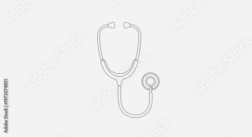 Outline of a medical stethoscope against a pale gray background